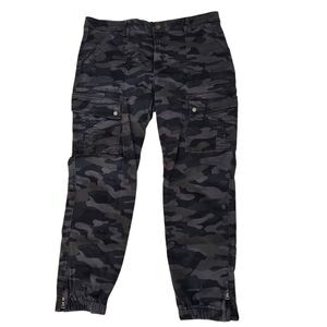 Mac and Me Womens Camo Zip Ankle High Rise Utility Cargo Pants Gray Size 16